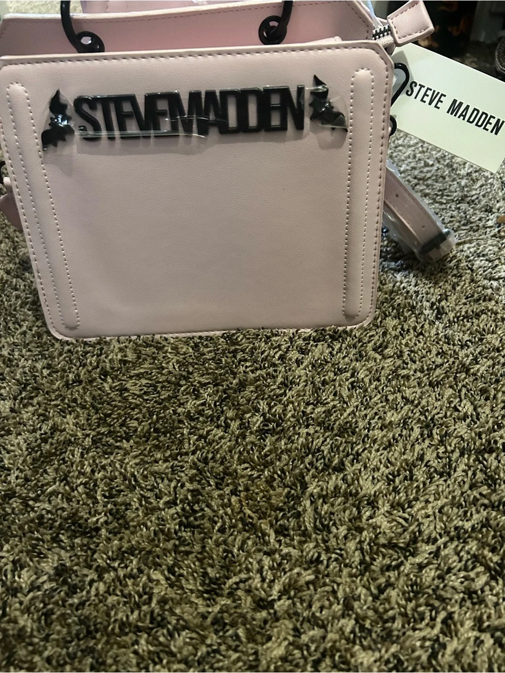 Steve Madden Pale Pink Tote with Black Logo Detail